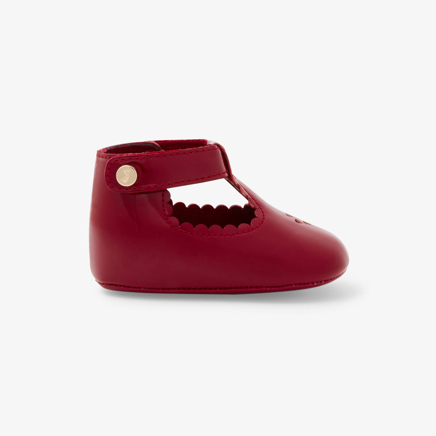 Baby girl patent leather T-strap soft slippers - cerise