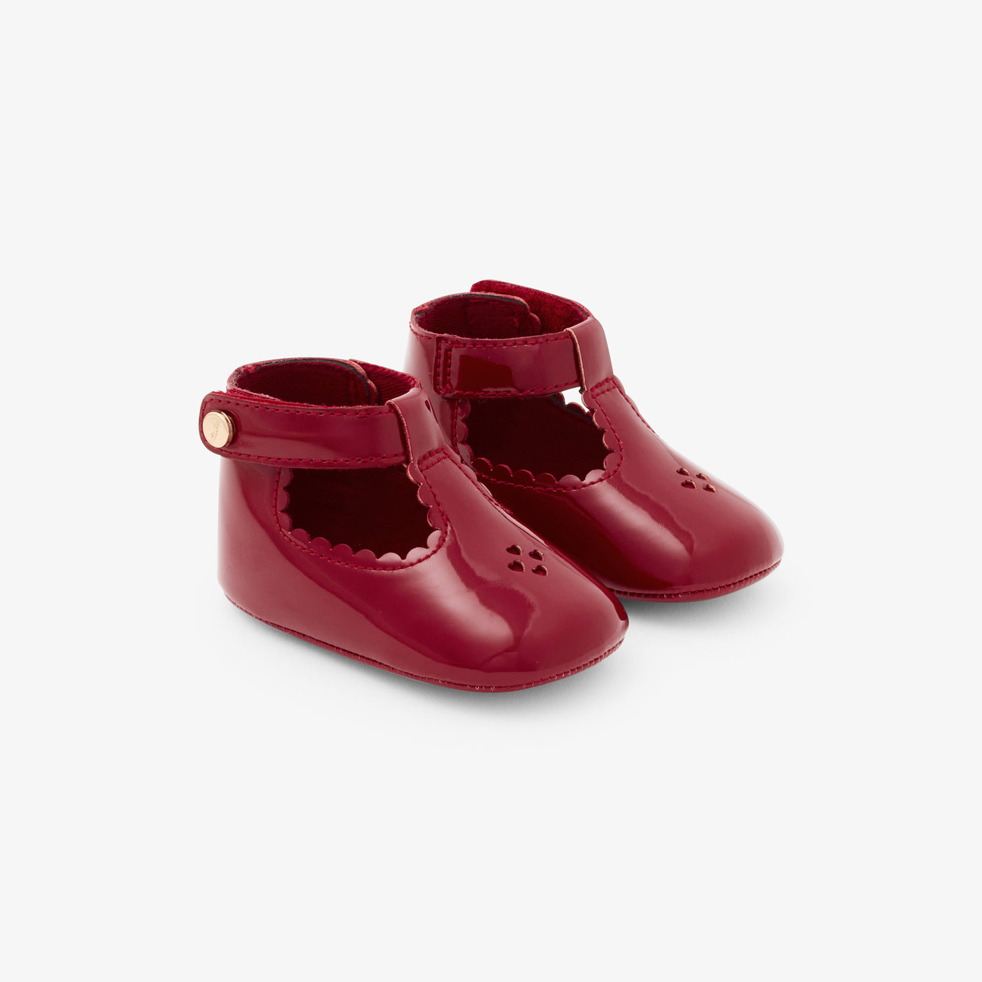 Baby girl patent leather T-strap soft slippers - cerise