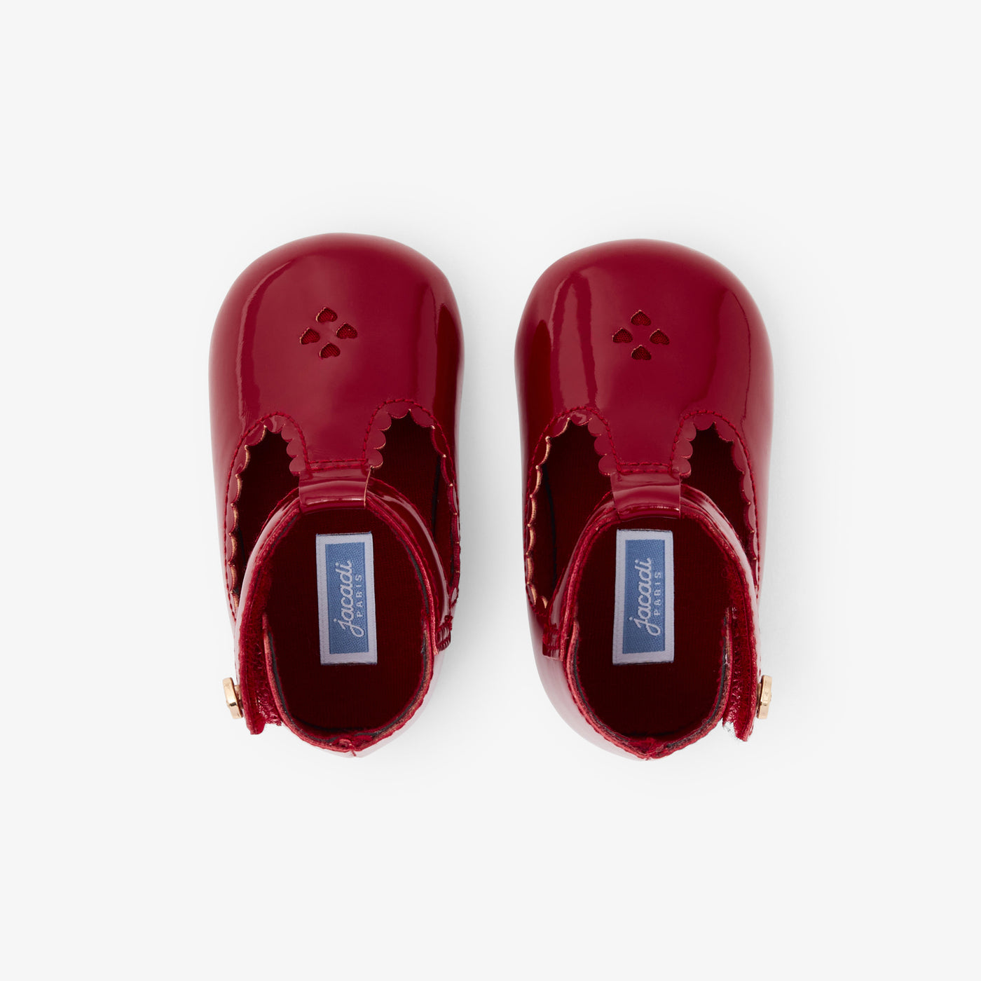 Baby girl patent leather T-strap soft slippers - cerise