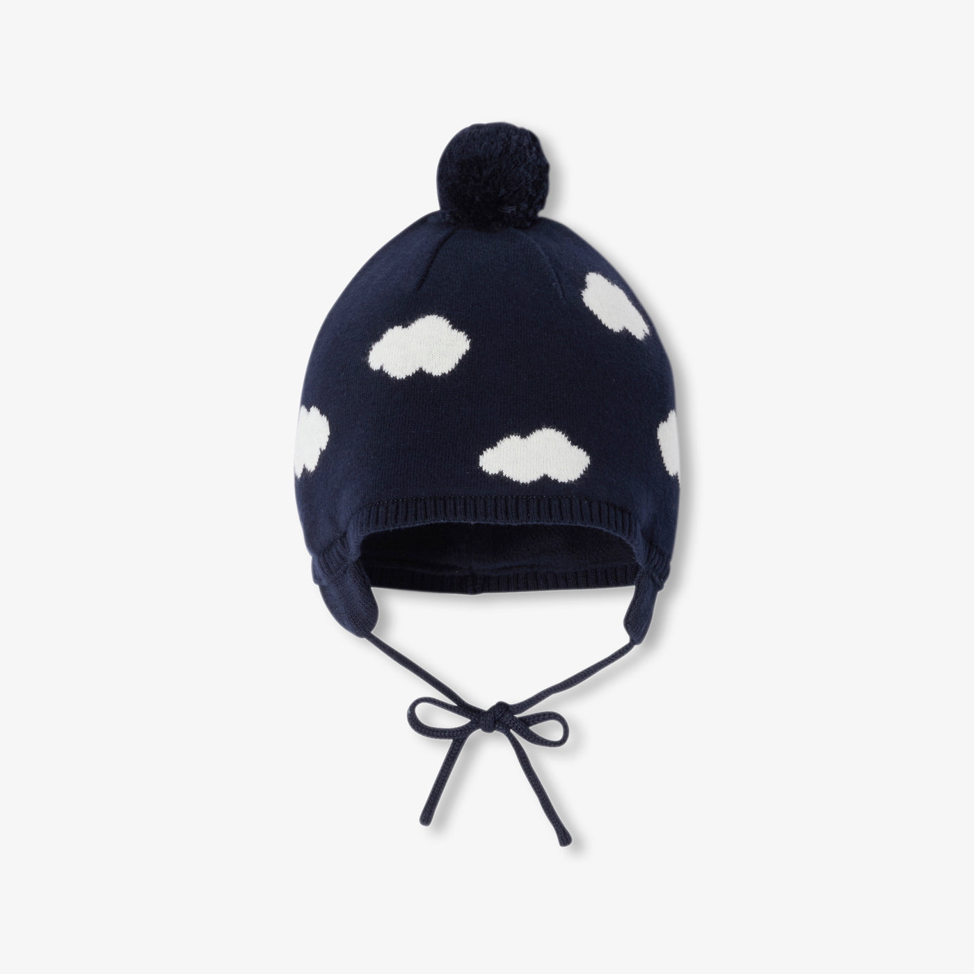 Baby cloud pattern beanie - marine/blanc