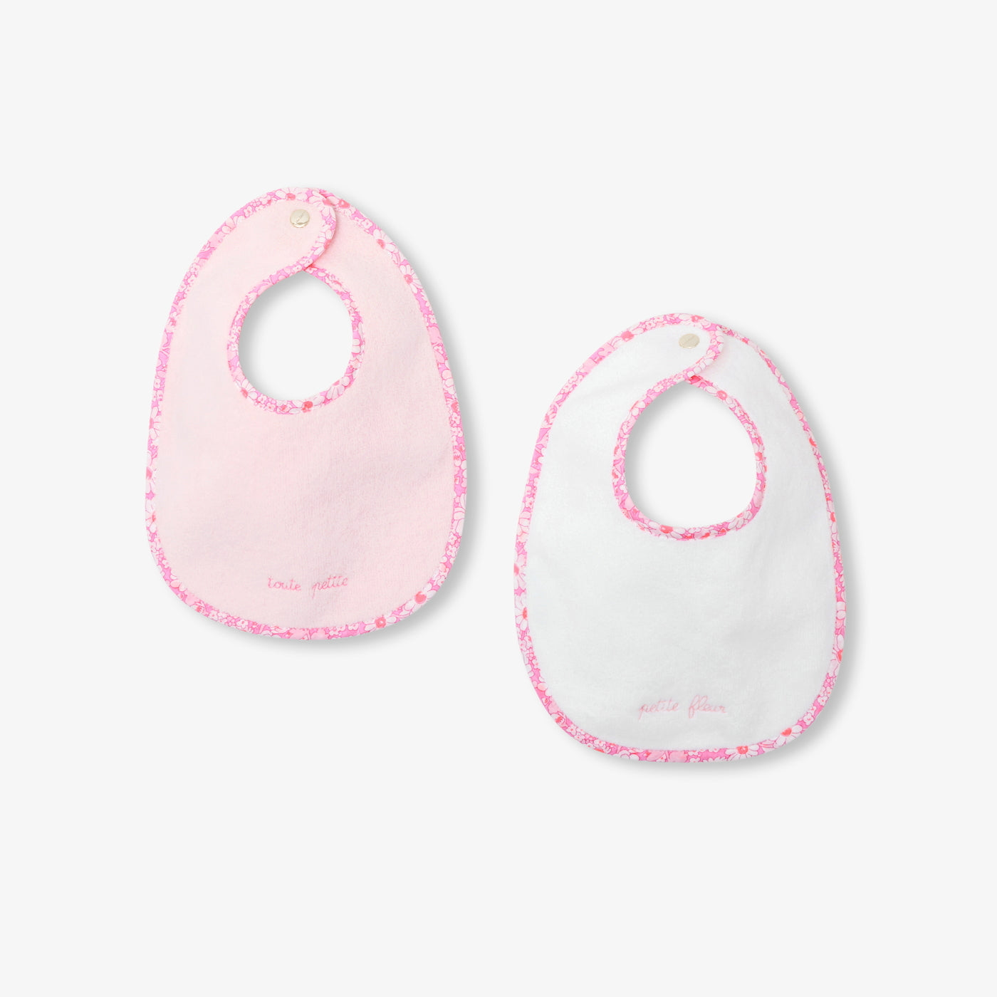 Baby girl set of 2 terry cloth bibs - rose/multico