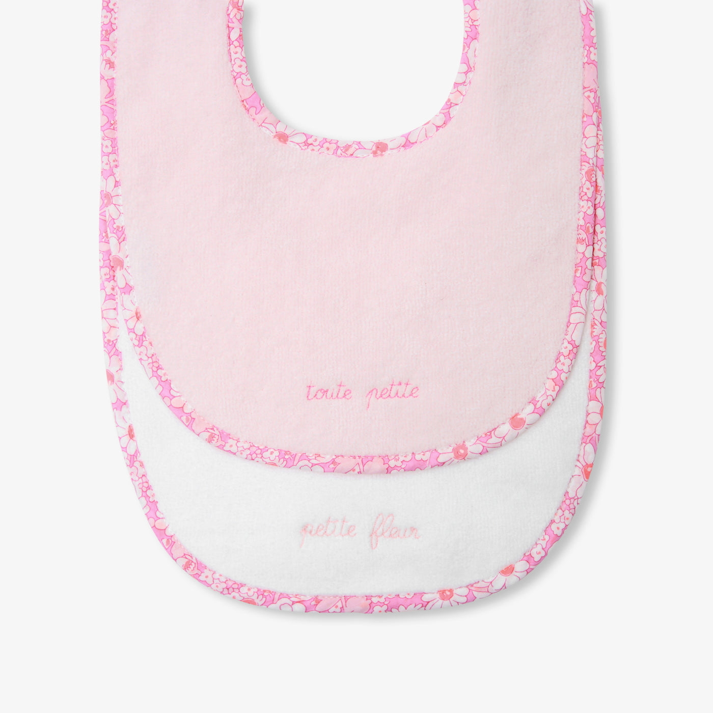 Baby girl set of 2 terry cloth bibs - rose/multico
