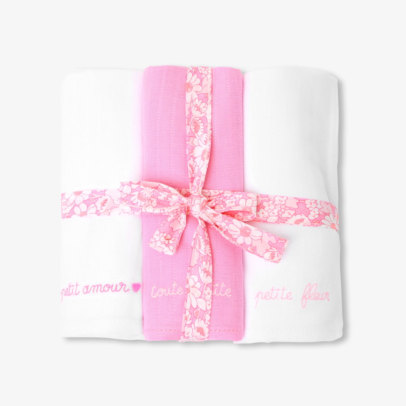 Set of 3 cotton swaddling clothes - rose/multico