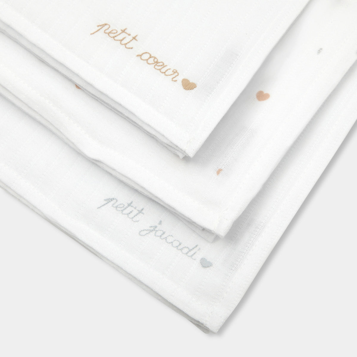 Set of 3 cotton muslin squares - blanc jacadi