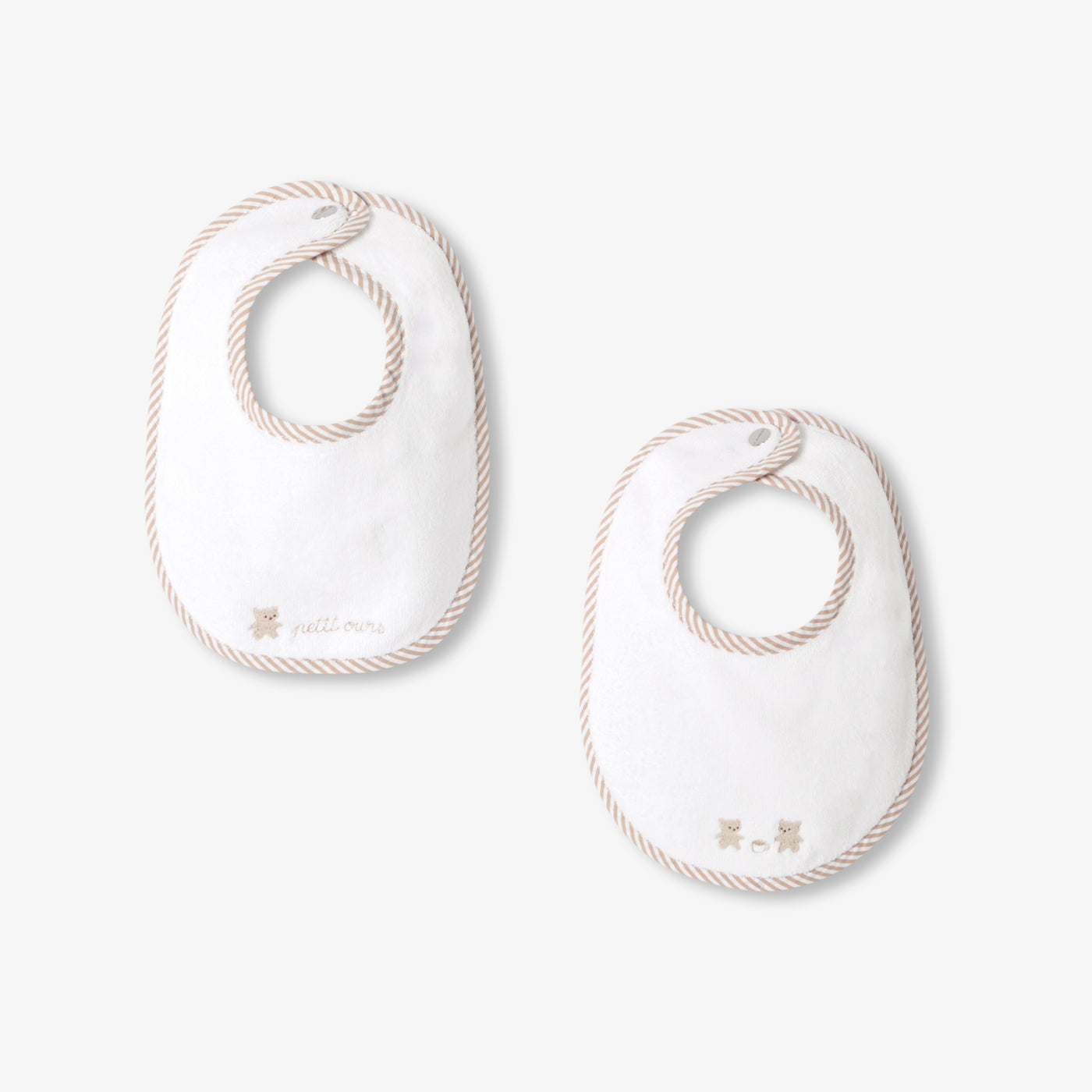 Set of 2 terry cloth bibs - blanc/beige
