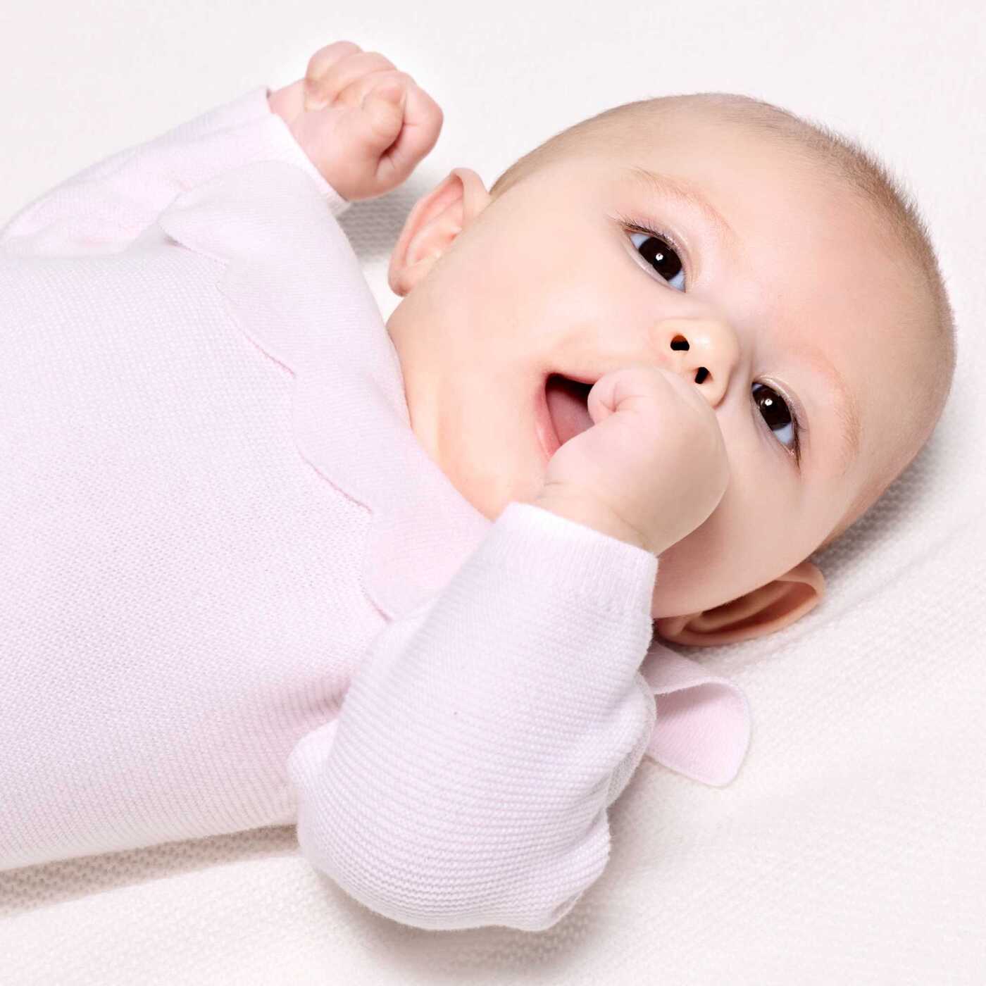 Baby girl set in garter stitch cotton - rose pale jacadi