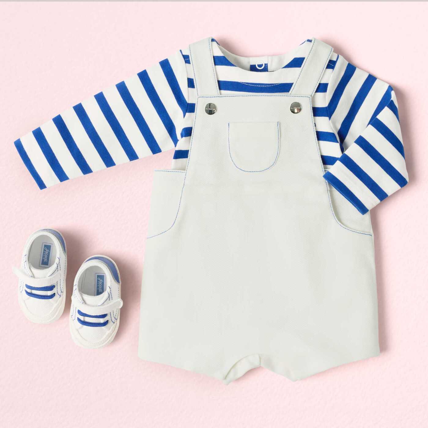 Baby soft denim dungarees - blanc doux jacadi