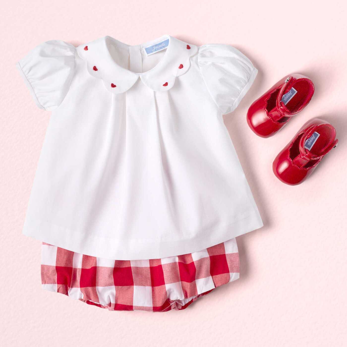 Baby girl cotton set - blanc/rouge