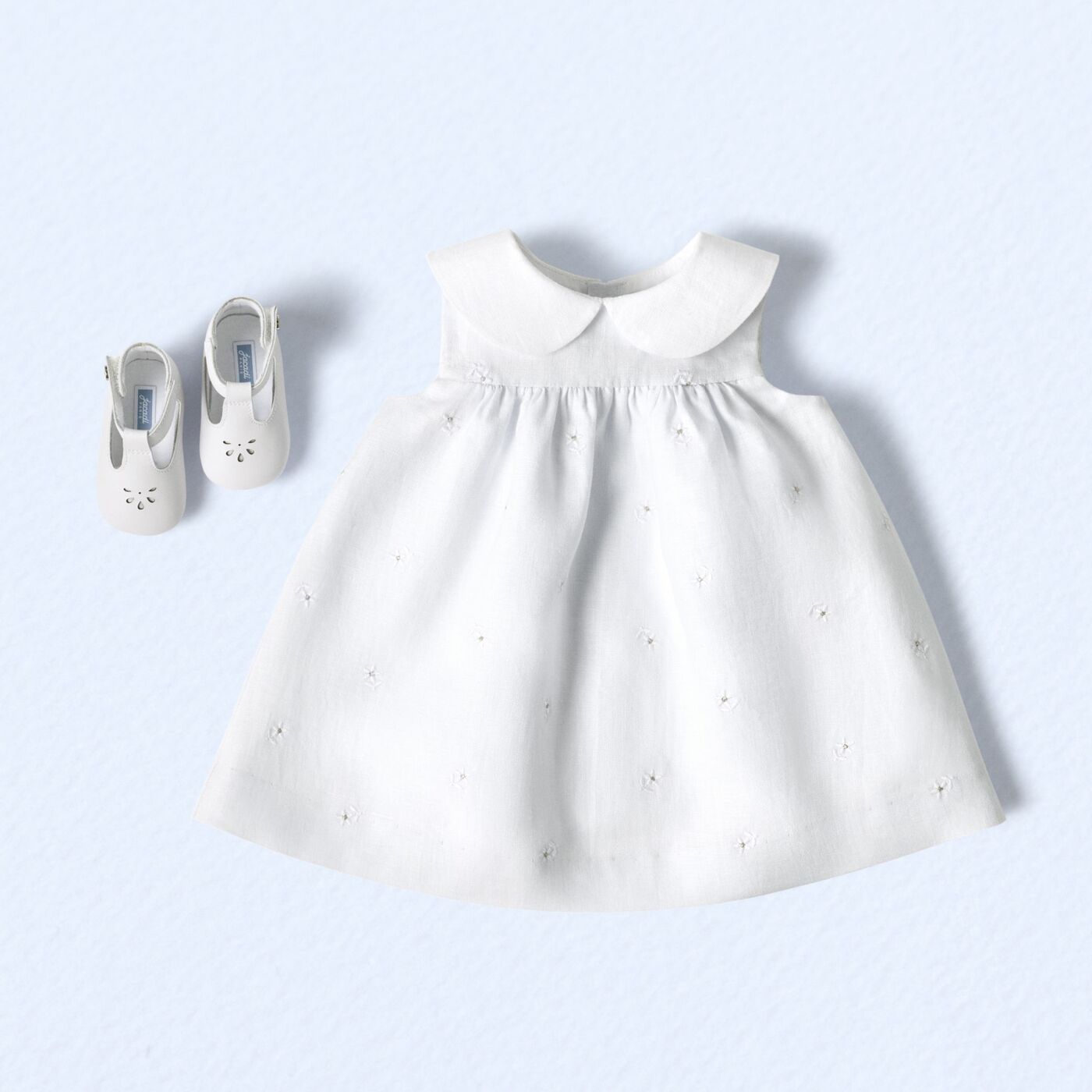 Baby girl dress in linen - gris/multico