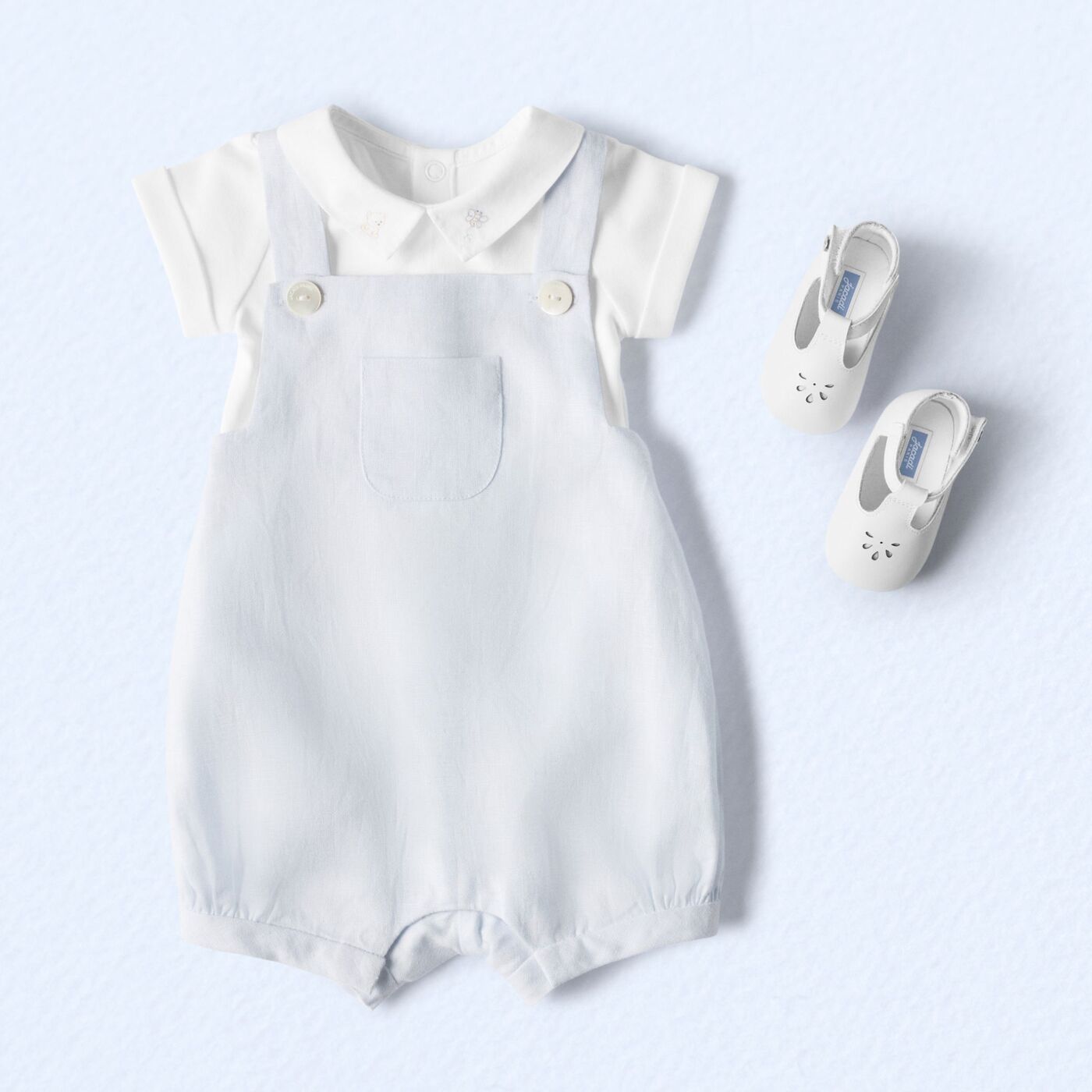 Baby dungarees in linen - gris perle