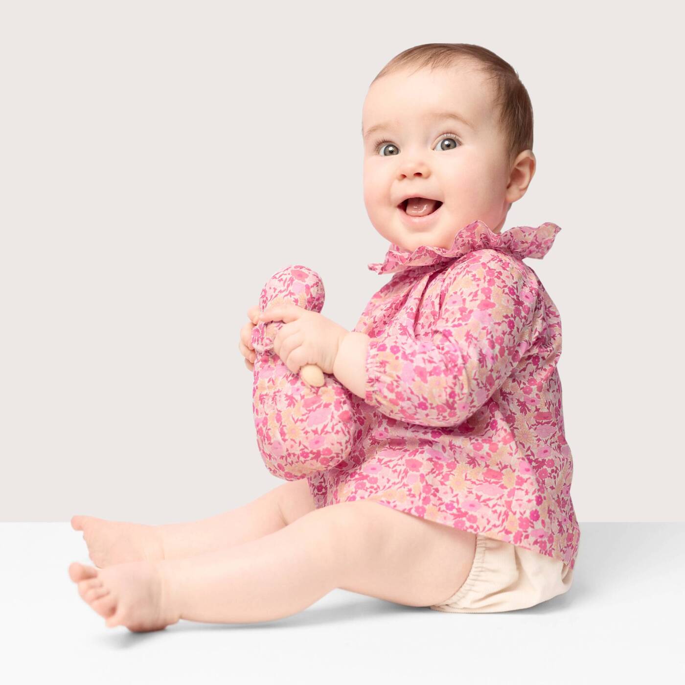 Baby girl velvet bloomers - beige ficelle