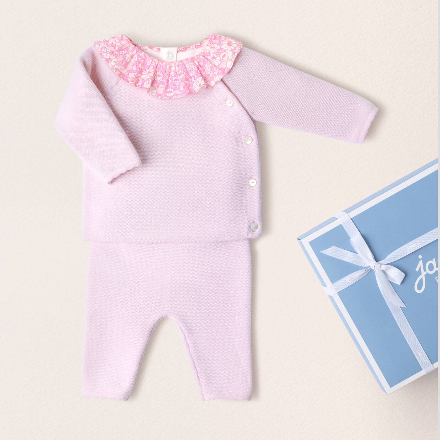 Baby girl long-sleeved bodysuit - blanc/rose