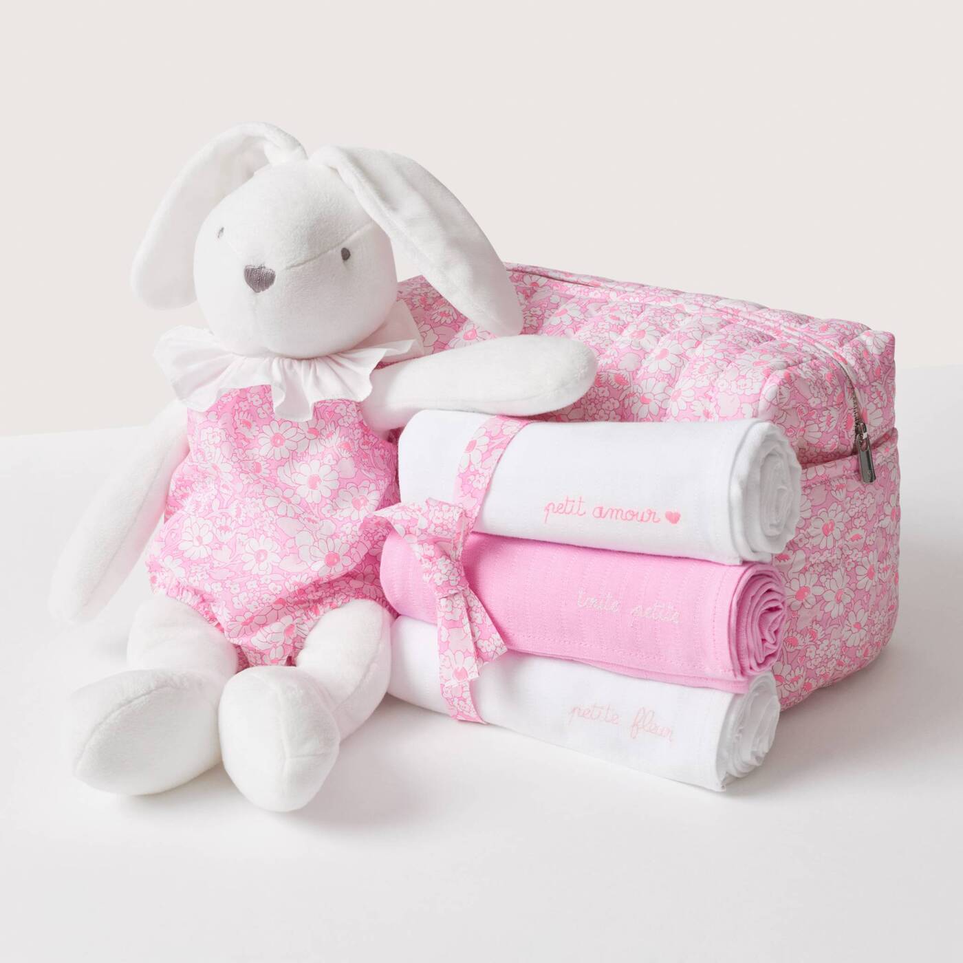 Set of 3 cotton swaddling clothes - rose/multico