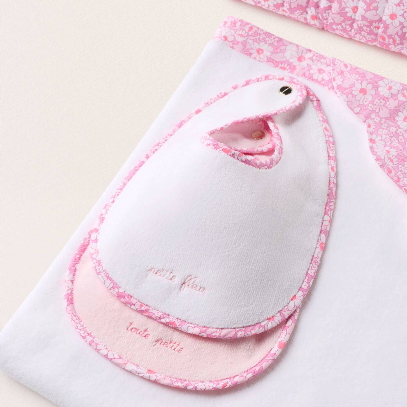 Baby girl set of 2 terry cloth bibs - rose/multico