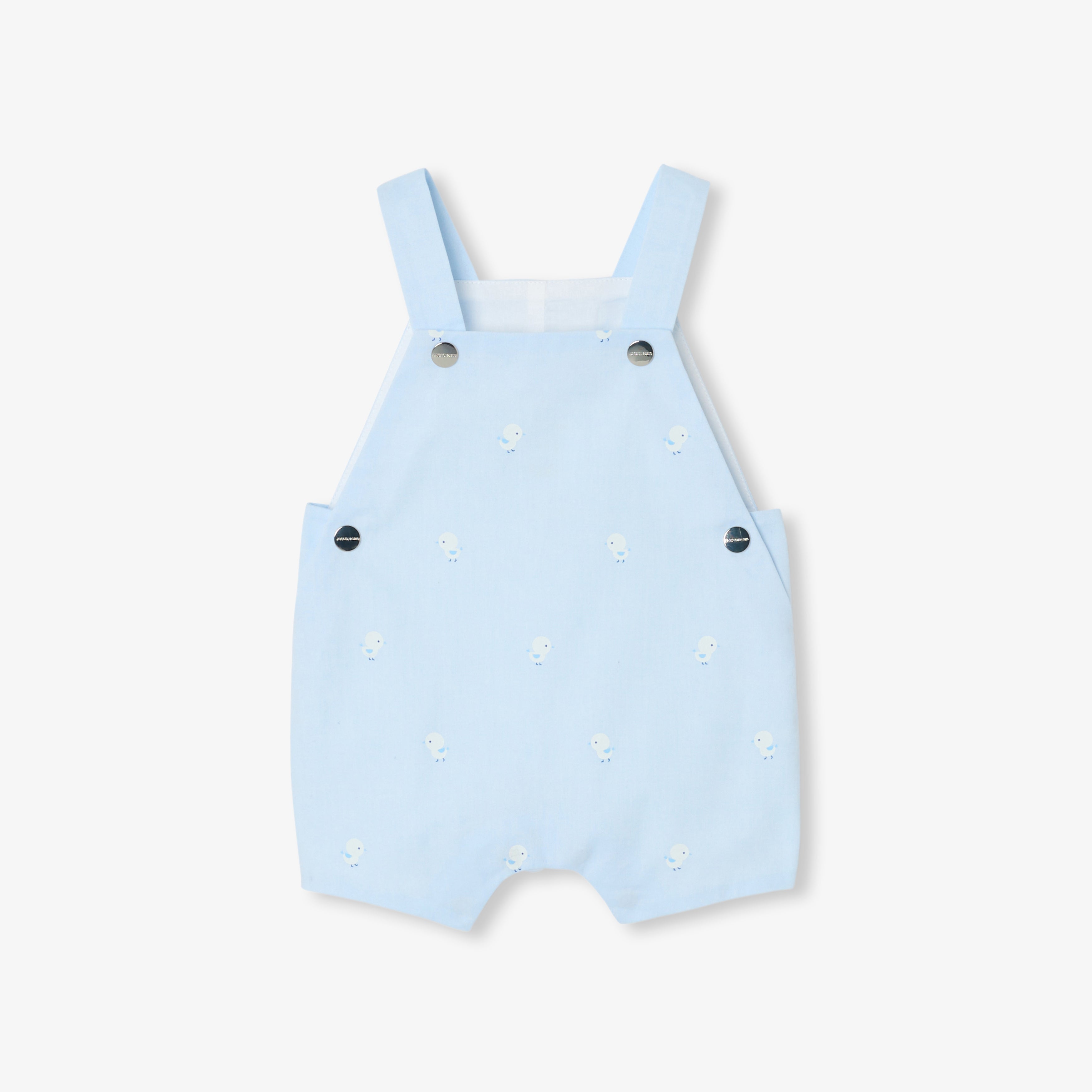 Baby boy Oxford short dungarees - bleu/multico
